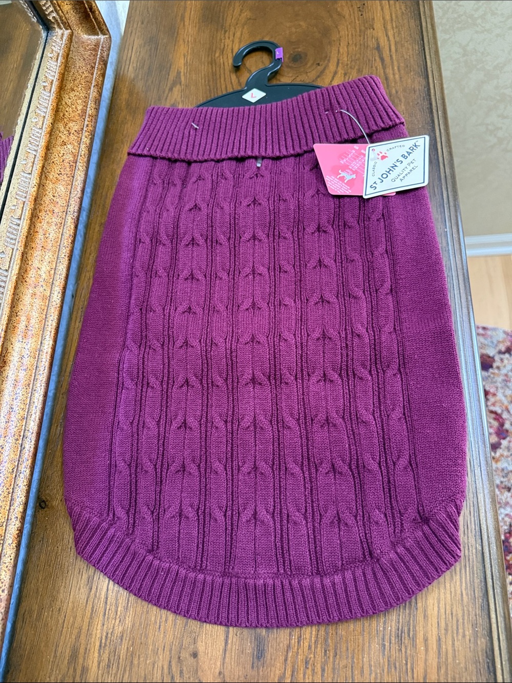St. John's Bay Dog Cable Knit sweater. Burgundy Plum